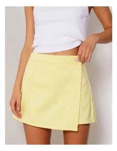 Denim Wrap Skort In Light Yellow