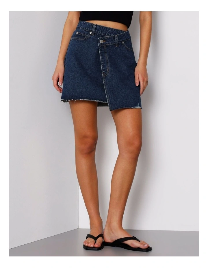 Denim Cross Wrap Skirt In Pure Blue image 1