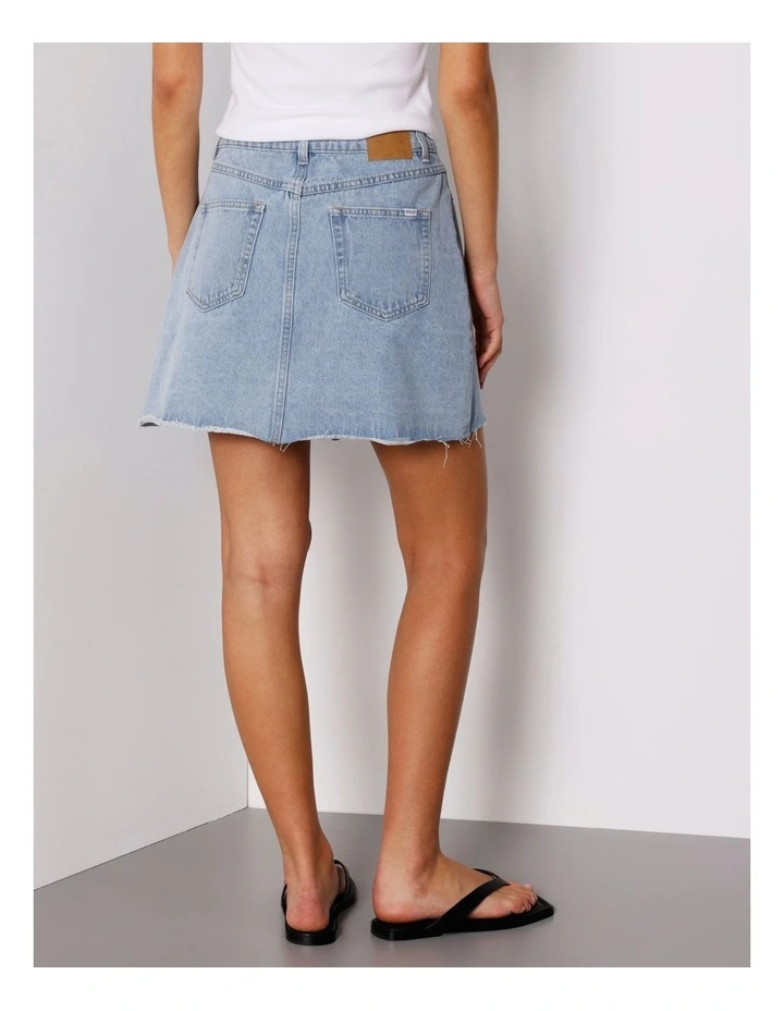 Denim Cross Wrap Skirt In Breeze Blue image 5