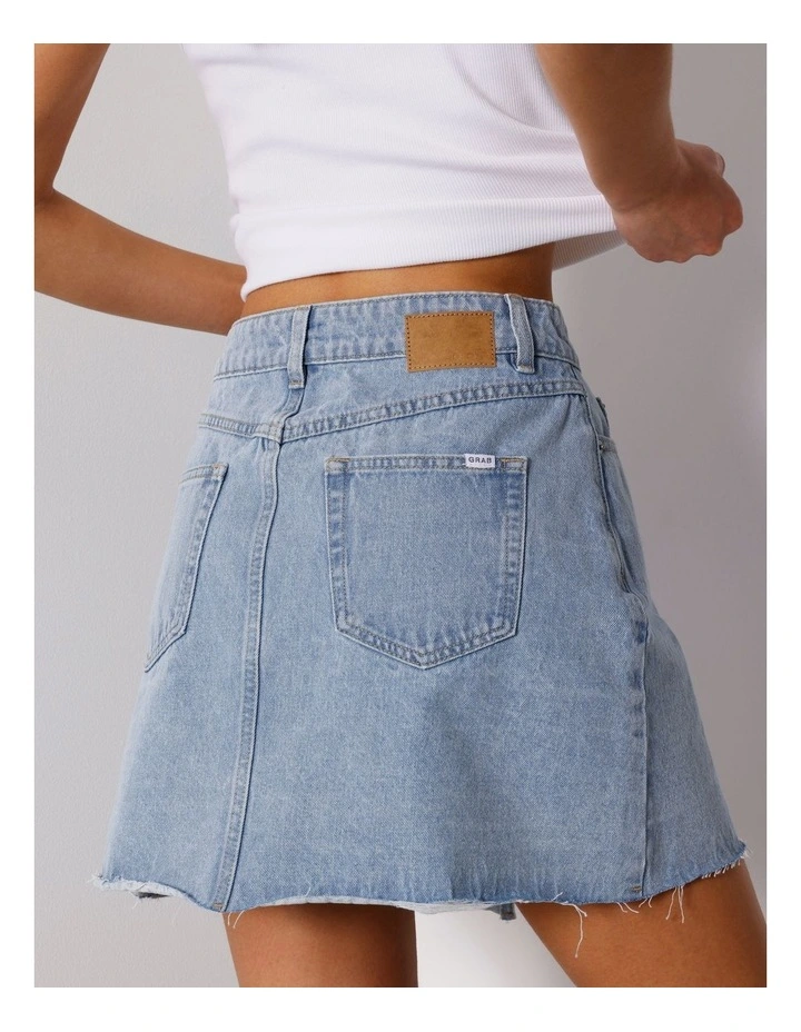 Denim Cross Wrap Skirt In Breeze Blue image 6