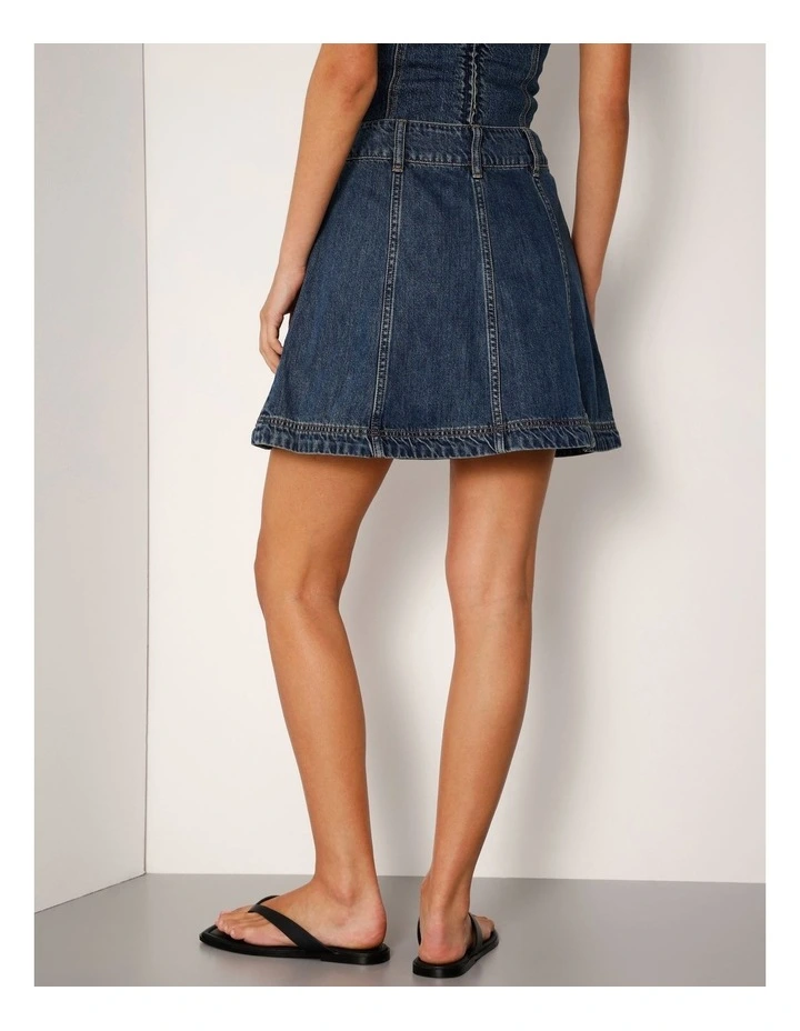 Denim Skater Mini Skirt In Vintage Jade image 5