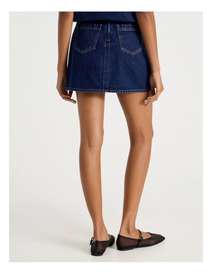 Pleated Mini Skirt in Medium Indigo image 4