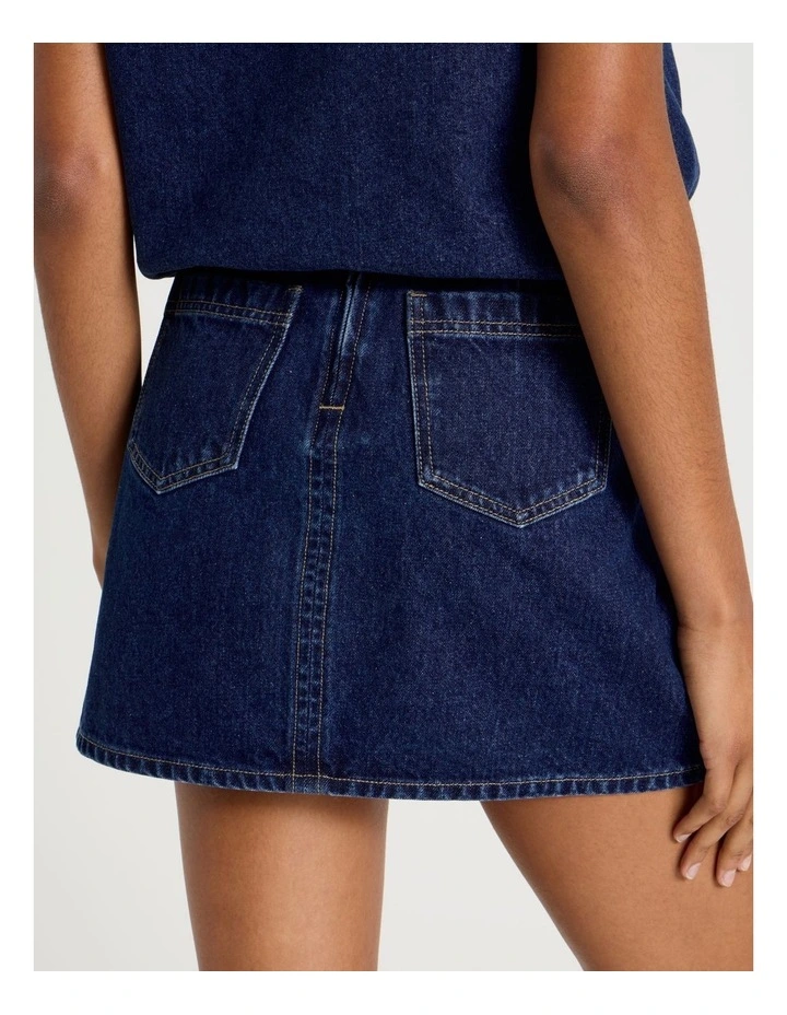 Pleated Mini Skirt in Medium Indigo image 5