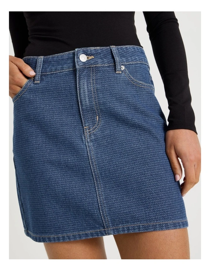 Jacquard Mini Skirt in Mid Indigo image 4