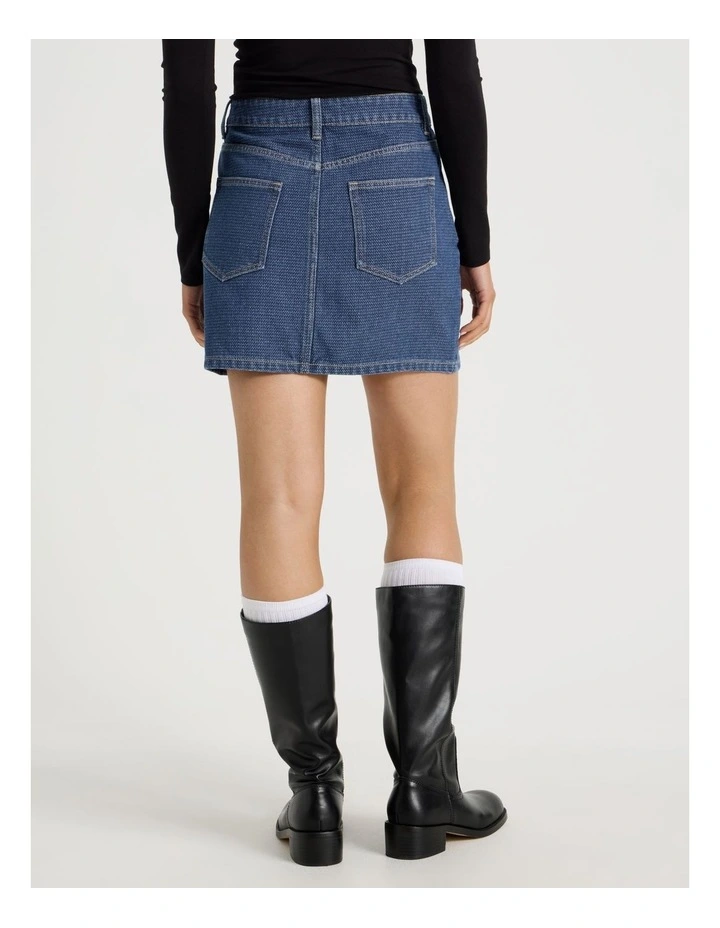 Jacquard Mini Skirt in Mid Indigo image 5