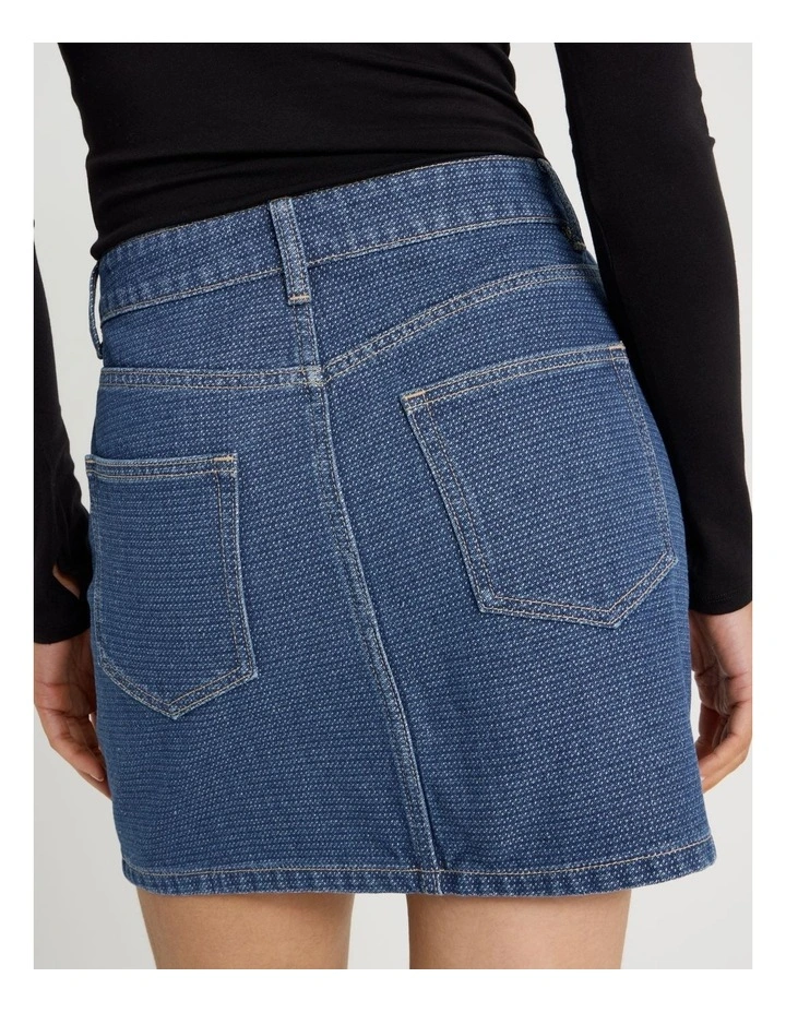 Jacquard Mini Skirt in Mid Indigo image 6