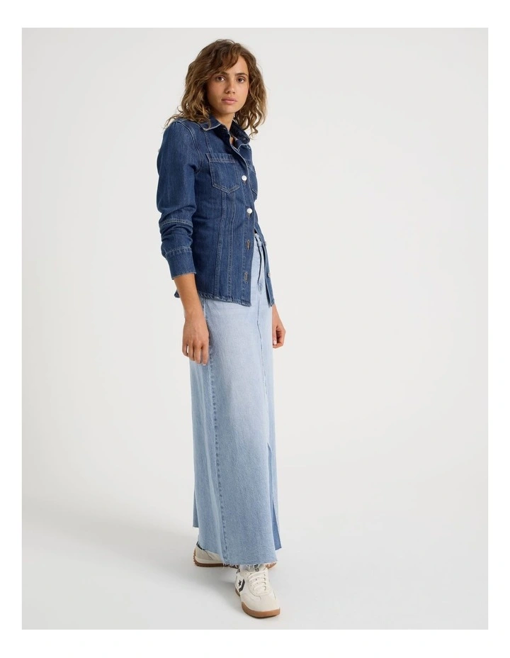 Spliced Maxi Skirt In Mid Indigo image 3