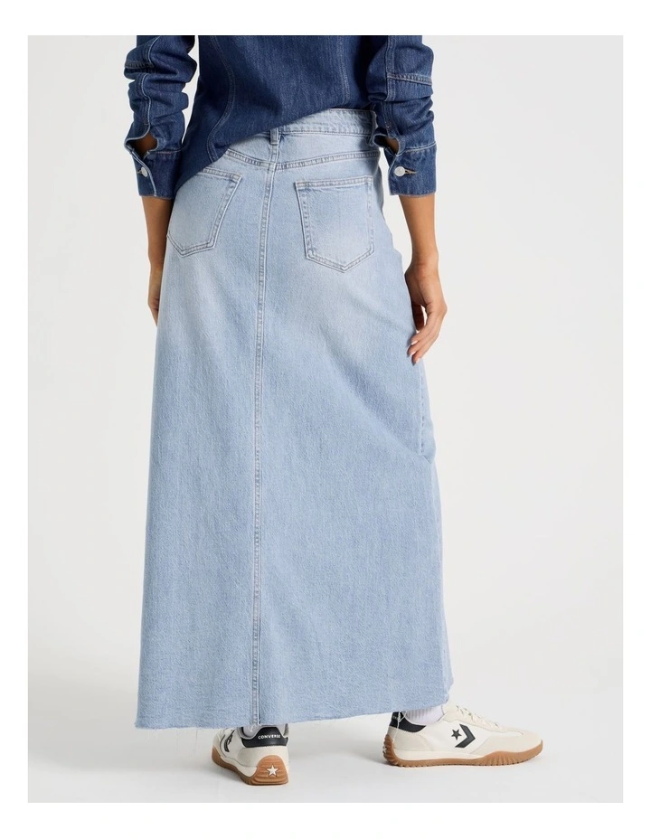 Spliced Maxi Skirt In Mid Indigo image 6