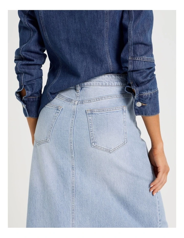 Spliced Maxi Skirt In Mid Indigo image 7