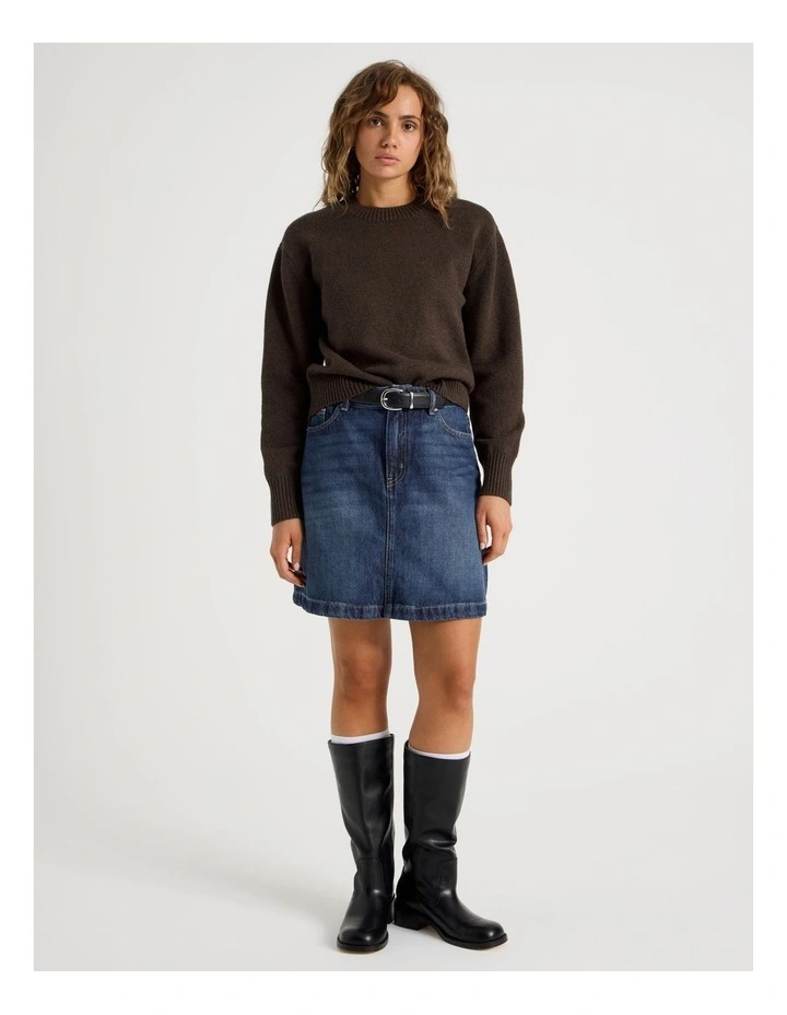 A-Line Mini Skirt in Green Cast Indigo image 1