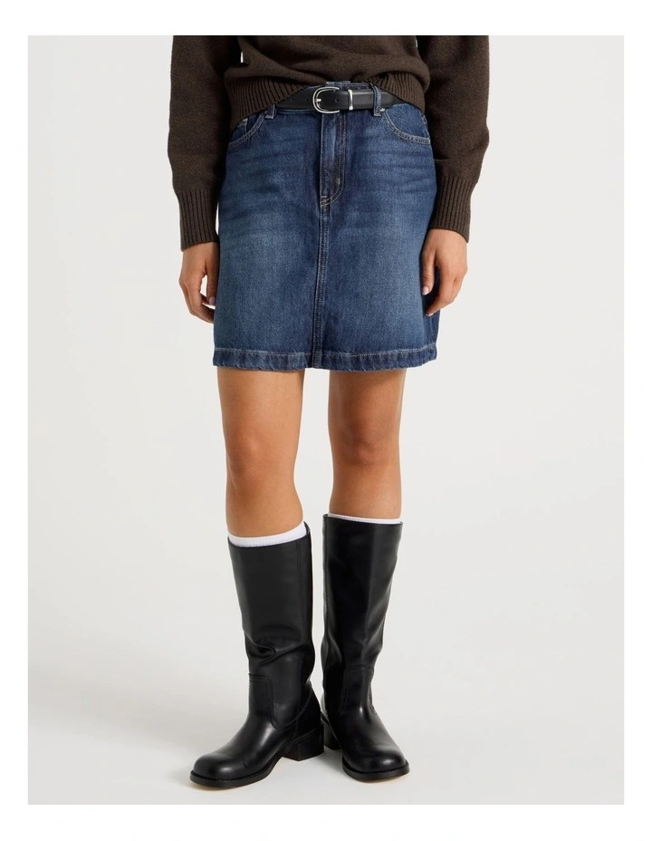 A-Line Mini Skirt in Green Cast Indigo image 2
