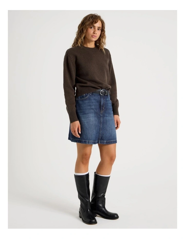 A-Line Mini Skirt in Green Cast Indigo image 3