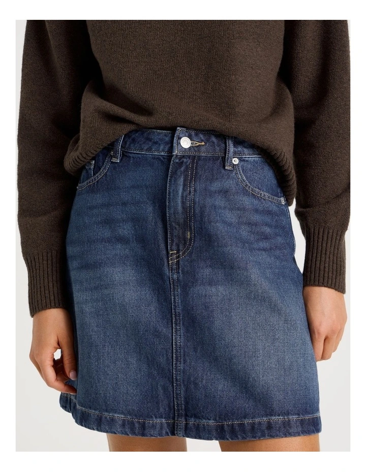 A-Line Mini Skirt in Green Cast Indigo image 4