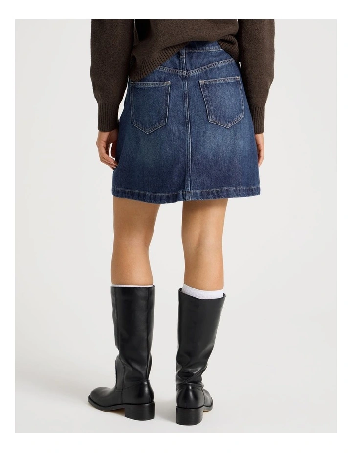 A-Line Mini Skirt in Green Cast Indigo image 5