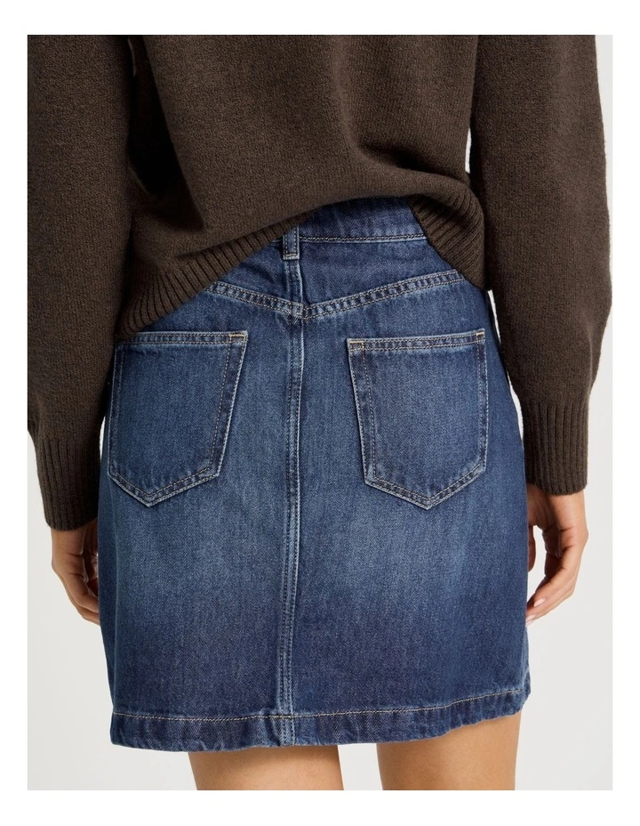 A-Line Mini Skirt in Green Cast Indigo image 6