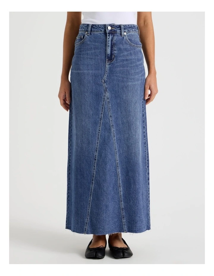 Denim Maxi Skirt in Blue image 2
