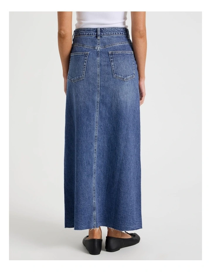 Denim Maxi Skirt in Blue image 6