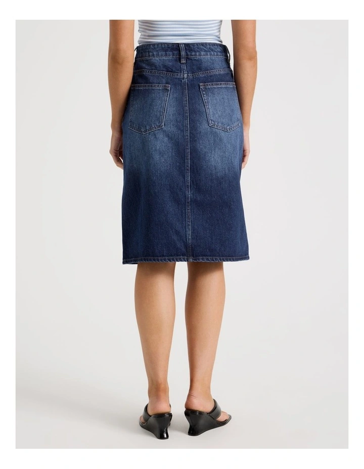 Denim Midi Skirt in Blue image 5