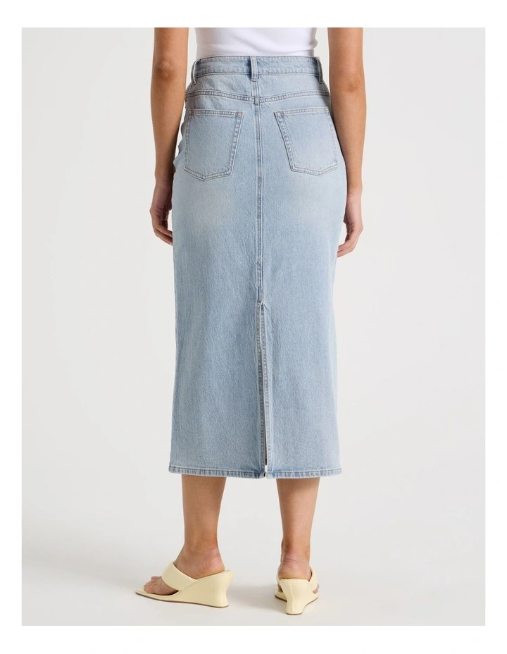 Denim Midi Skirt in Light Blue image 5
