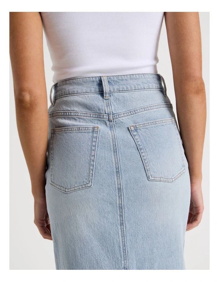 Denim Midi Skirt in Light Blue image 6