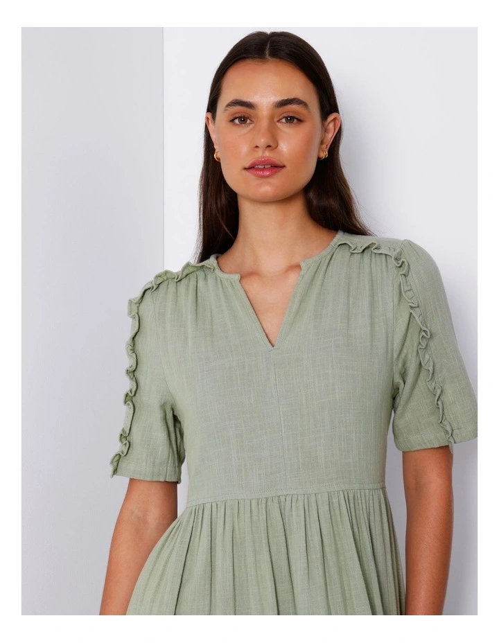 Organic Cheesecloth Midi Dress in Dusty Green image 3