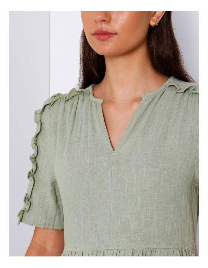 Organic Cheesecloth Midi Dress in Dusty Green image 7