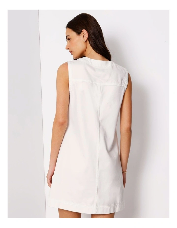Sleeveless Button Through Shift Dress in Ecru image 5