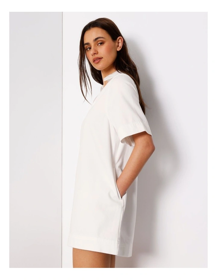 Denim Tunic Mini Dress in Ecru image 2
