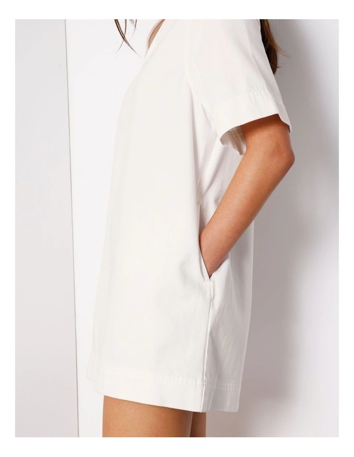 Denim Tunic Mini Dress in Ecru image 6