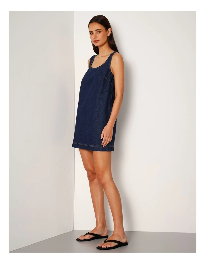 A-line Denim Tank Dress In Indigo image 3