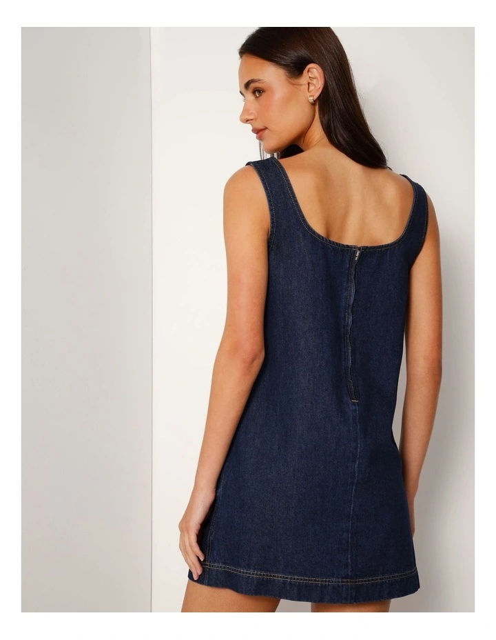 A-line Denim Tank Dress In Indigo image 6