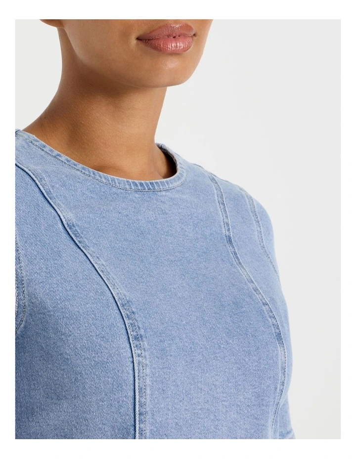 A-Line Mini Dress in Light Indigo image 5