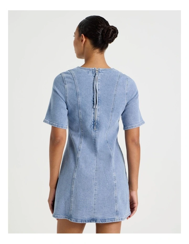 A-Line Mini Dress in Light Indigo image 6
