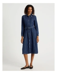 Long Shirt Dress in Dark Indigo