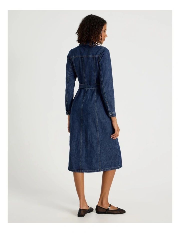 Long Shirt Dress in Dark Indigo image 6