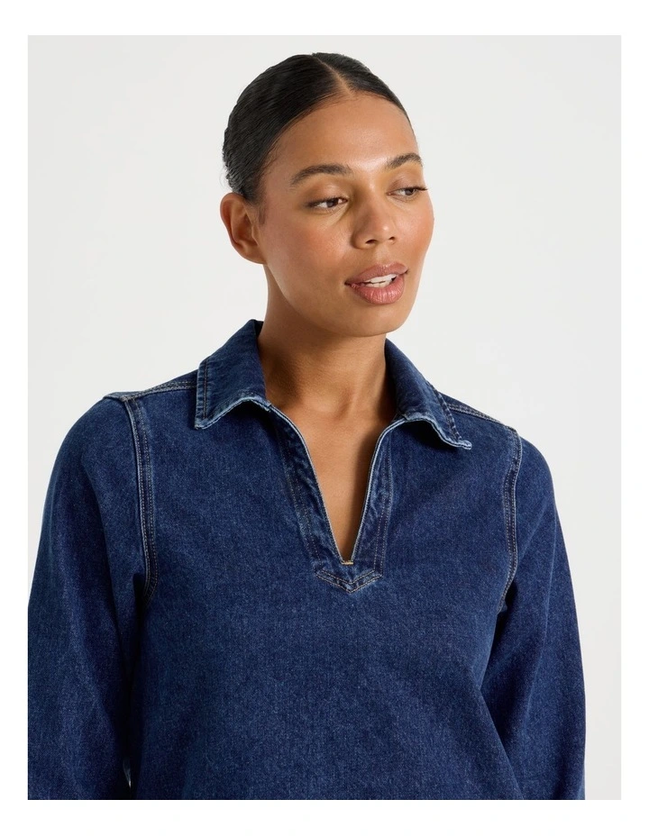 Tunic Dress in Medium Indigo image 4