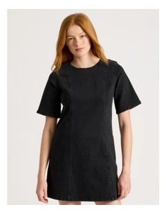 A-line Mini Dress In Washed Black