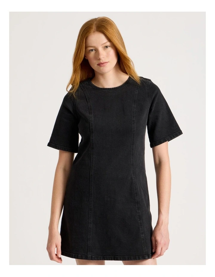 A-line Mini Dress In Washed Black image 1