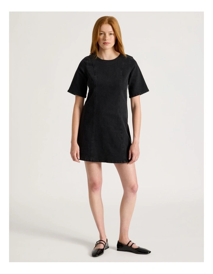 A-line Mini Dress In Washed Black image 3