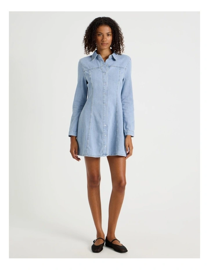 Short Shirt Dress in Light Indigo image 1