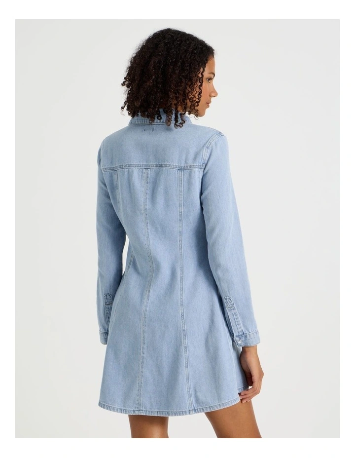 Short Shirt Dress in Light Indigo image 6