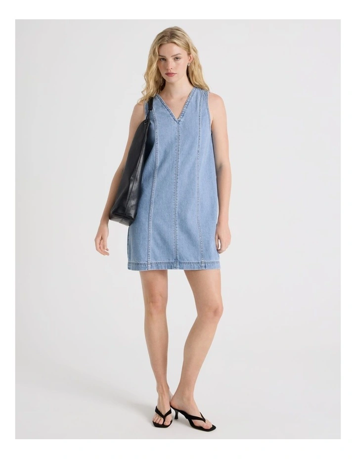 Sleeveless Denim Mini Dress in Blue image 1