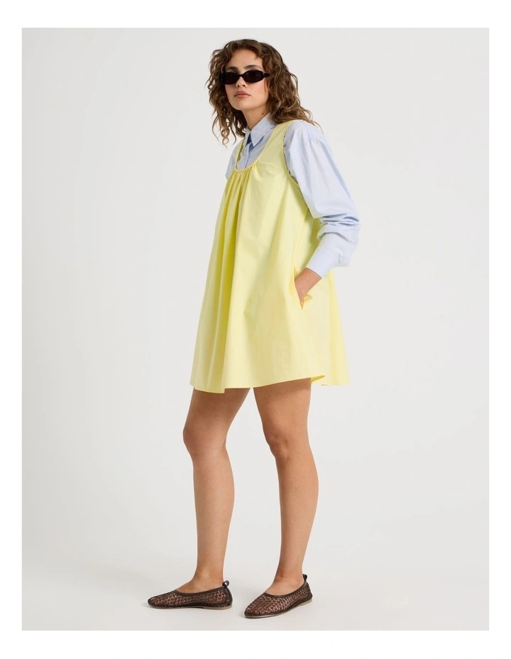 Poplin Mini Dress in Yellow image 3