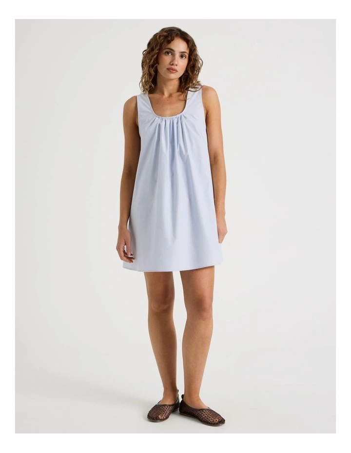 Poplin Mini Dress in Light Blue image 1