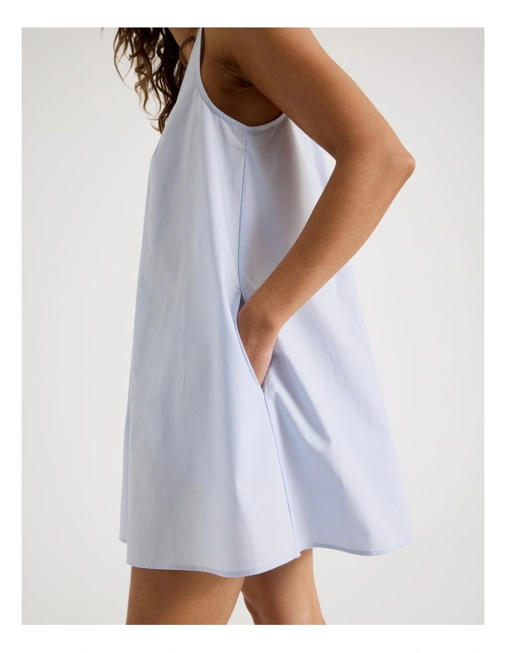 Poplin Mini Dress in Light Blue image 2