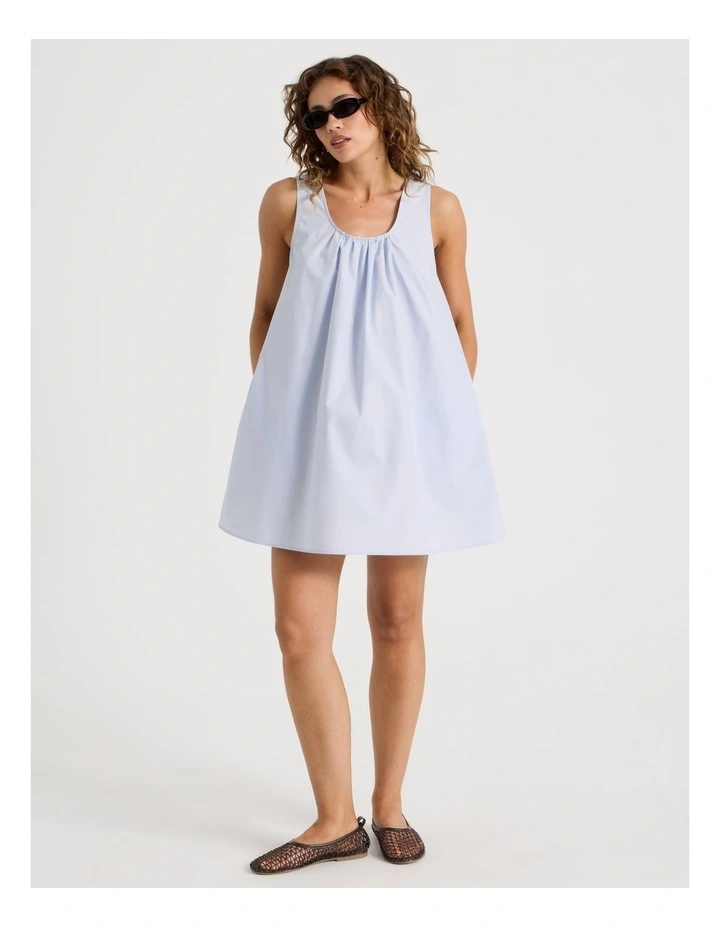Poplin Mini Dress in Light Blue image 3