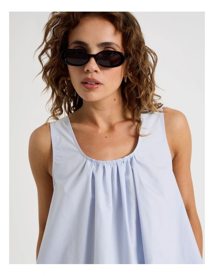 Poplin Mini Dress in Light Blue image 4