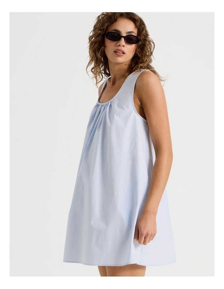 Poplin Mini Dress in Light Blue image 5