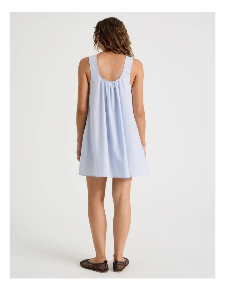 Poplin Mini Dress in Light Blue image 6
