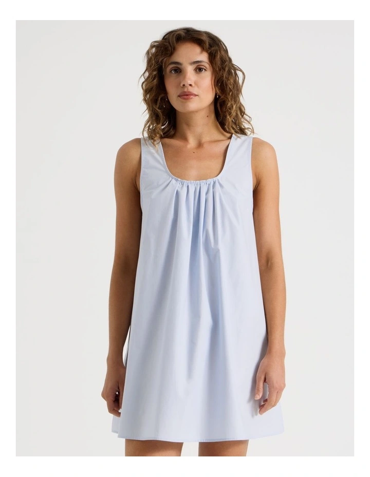Poplin Mini Dress in Light Blue image 7